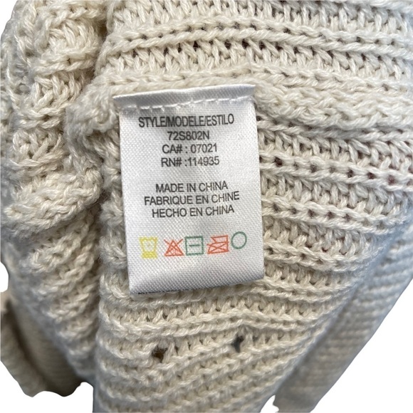 RDI Nordstrom Mock Neck Kangaroo Pocket Ribbed Tunic Sweater White Beach Tan New - Picture 6 of 7